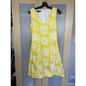 Nine West Yellow Summer Dress Sz 4 A-line Beach Coastal Work‎ Party
